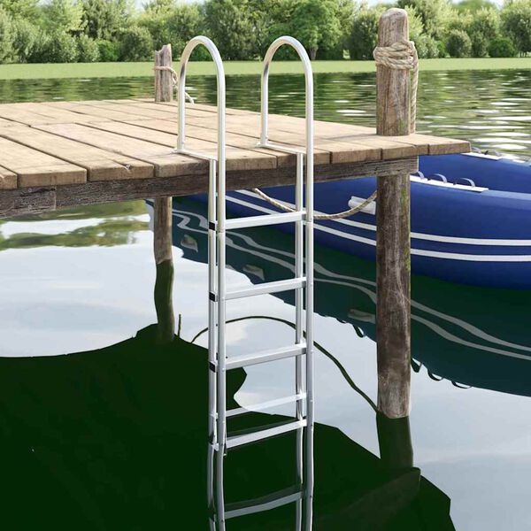 vidaXL 4-Step Dock Ladder Silver 45 &times;11.5 &times;162 cm Aluminum