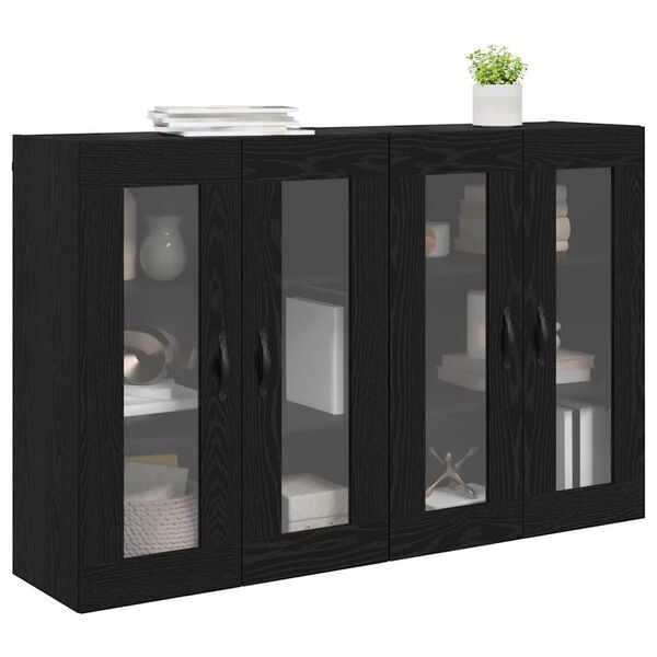 vidaXL Wall Cabinets 2 pcs Black Oak 69.5 x 34 x 90 cm Engineered Wood