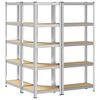 vidaXL 3 Piece 5-Layer Shelves Set Silver Steel&Engineered Wood