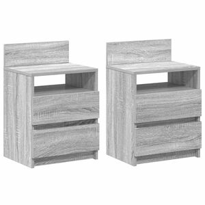 vidaXL Bedside Cabinets 2 pcs with 2 Drawers Grey Sonoma 40x33x60 cm