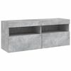 vidaXL TV Wall Cabinet with LED Lights Concrete Grey 100x30x40 cm