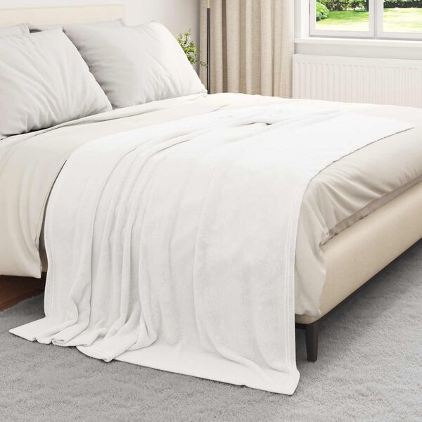 vidaXL Throw Blanket White 150 x 200 cm Fleece