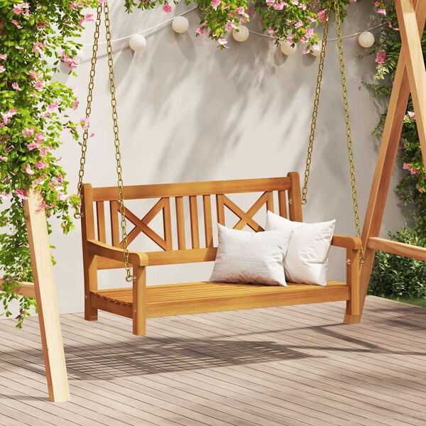 vidaXL Swing Bench Brown 110 x 56 x 58.5 cm Solid Acacia Wood