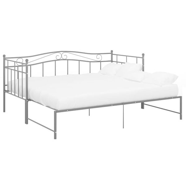 vidaXL Pull-out Sofa Bed Frame without Mattress Grey Metal 90x200 cm