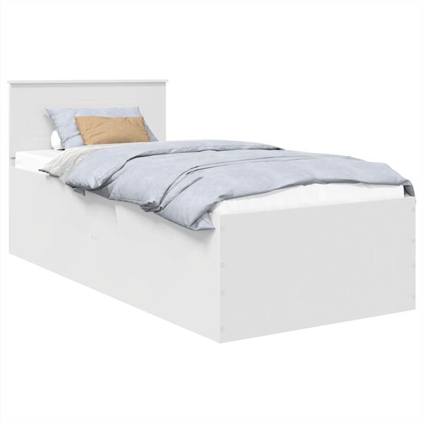 vidaXL Bed Frame with Headboard White 120 x 200 cm Engineered Wood