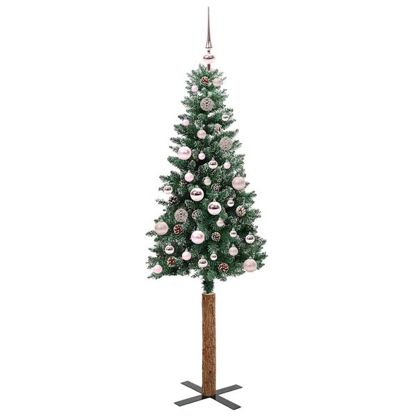 vidaXL Slim Christmas Tree Green 150 cm PVC and Solid Pine wood