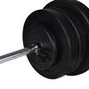 vidaXL Wall-mounted Power Tower with Barbell and Dumbbell Set 60.5 kg