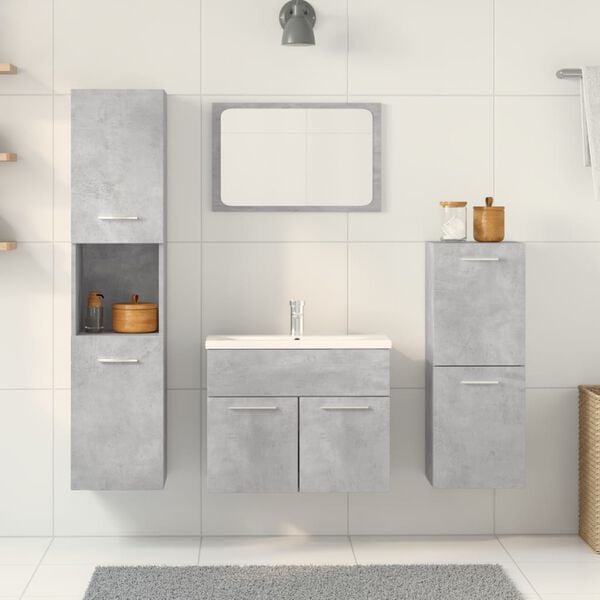 vidaXL 5 Piece Bathroom Furniture Set Concrete Grey Engineered Wood