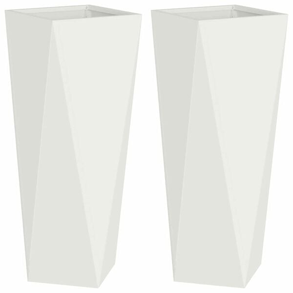 vidaXL Planter 2 pcs White 30 x 30 x 75 cm Steel