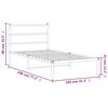 vidaXL Metal Bed Frame without Mattress with Headboard White 100x190cm