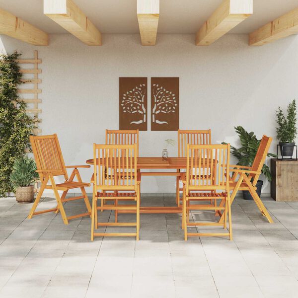 vidaXL Garden Dining Set Folding 7 pcs Brown Solid Acacia Wood