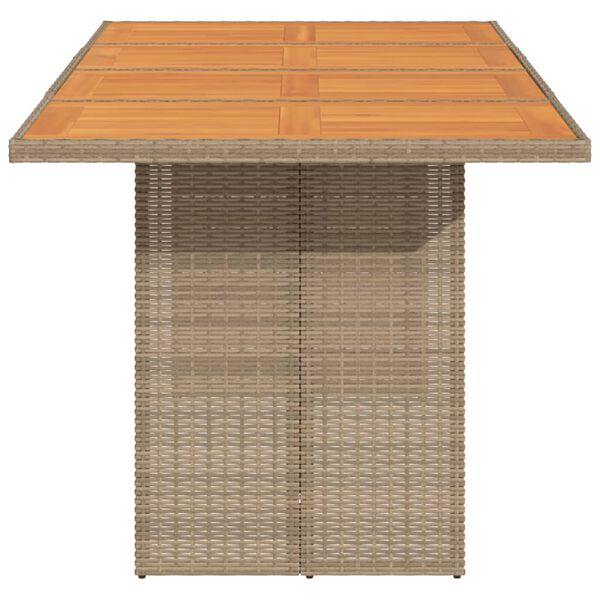 vidaXL Garden Table with Acacia Wood Top Beige 190x80x74 cm Poly Rattan