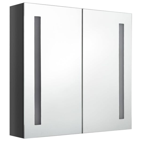vidaXL LED Bathroom Mirror Cabinet Shining Grey 62x14x60 cm