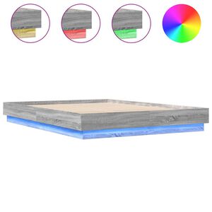 vidaXL Bed Frame with LED without Mattress Grey Sonoma 120x200 cm