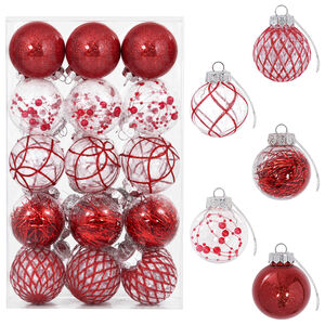 vidaXL Christmas Ball Set 30 pcs Red Dia. 6 cm PET