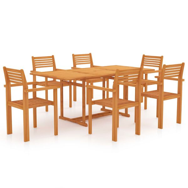 vidaXL 9 Piece Garden Dining Set Solid Teak Wood