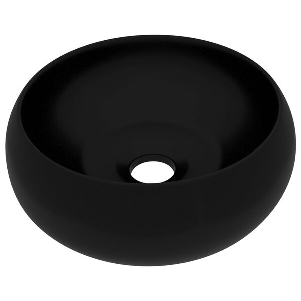 vidaXL Luxury Wash Basin Round Matt Black 40x15 cm Ceramic