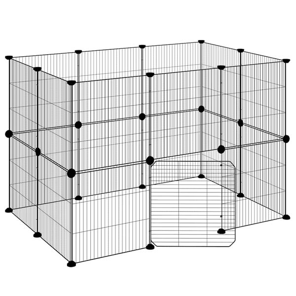 vidaXL 20-Panel Pet Cage with Door Black 35x35 cm Steel