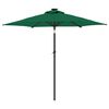 vidaXL Garden Parasol with LEDs and Steel Pole Green 225x225x212cm