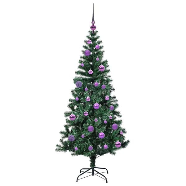 vidaXL Artificial Pre-lit Christmas Tree Green 150 cm PVC and Metal