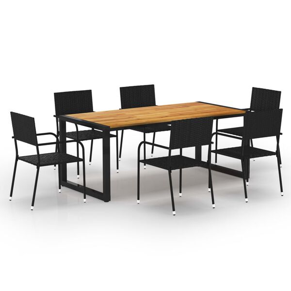 vidaXL 7 Piece Garden Dining Set Black