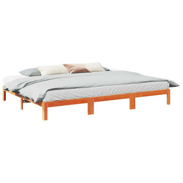 vidaXL Family Bed Frame No Mattress Wax Brown 240x200 cm Solid Wood Pine