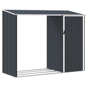 vidaXL Garden Firewood Shed Anthracite 245x98x159 cm Galvanised Steel