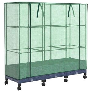 vidaXL Garden Planter with Greenhouse Cover&Wheels 3 pcs Blue Grey PP