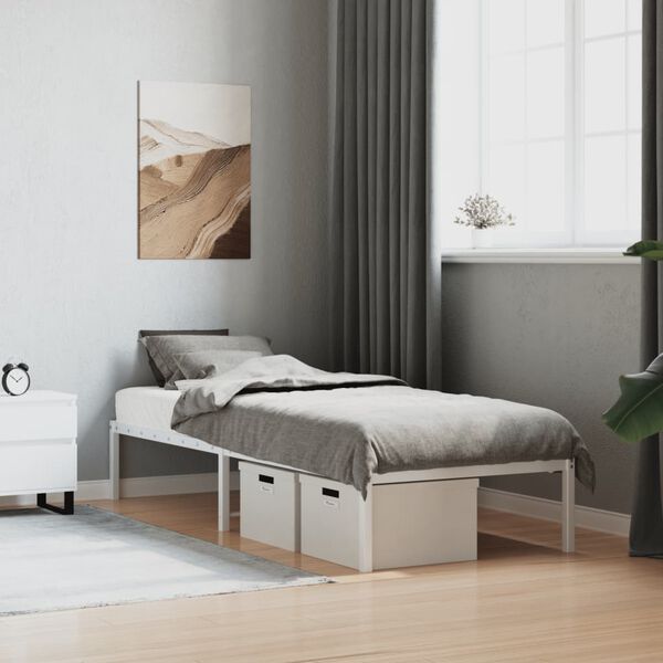 vidaXL Metal Bed Frame without Mattress White 75x190cm