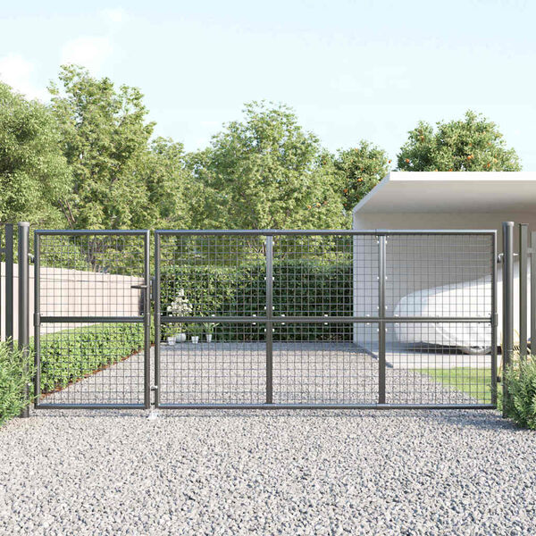 vidaXL Mesh Garden Gate Anthracite 350x125 cm Galvanised Steel