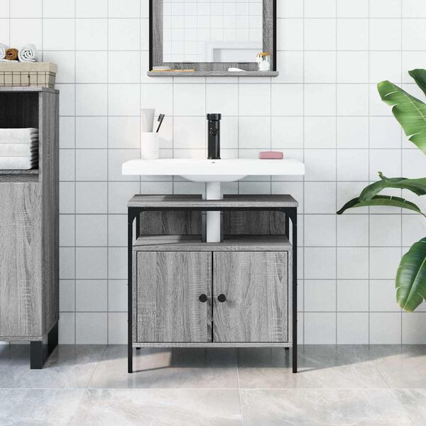 vidaXL Bathroom Sink Cabinet Grey Sonoma 60x30x60 cm Engineered Wood