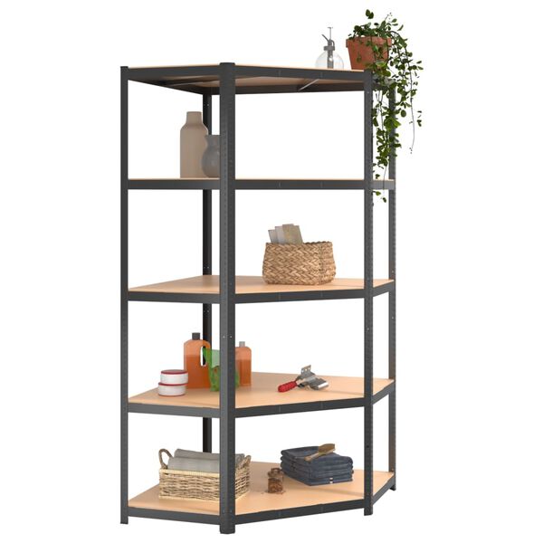 vidaXL 5-Layer Shelves 3 pcs Anthracite Steel&Engineered Wood