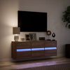 vidaXL TV Wall Cabinet with LED Lights Brown Oak 130x31x45 cm