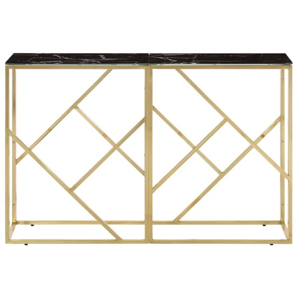 vidaXL Console Table Gold Stainless Steel and Tempered Glass