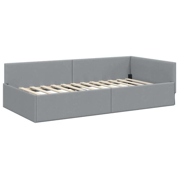 vidaXL Corner Bed Frame Light Grey 90 cm x 190 cm Velvet