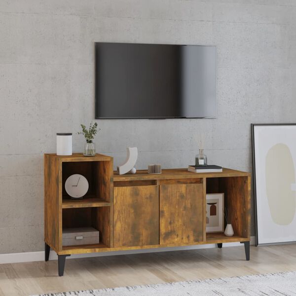 vidaXL TV Cabinet Smoked Oak 100x35x55 cm Engineered Wood