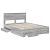 vidaXL Bed Frame with Drawer Grey Sonoma 140 x 200 cm Engineered Wood