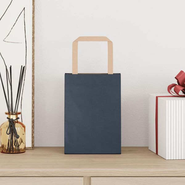 vidaXL Paper Bags 250 pcs with Handles Blue 15x8x21 cm