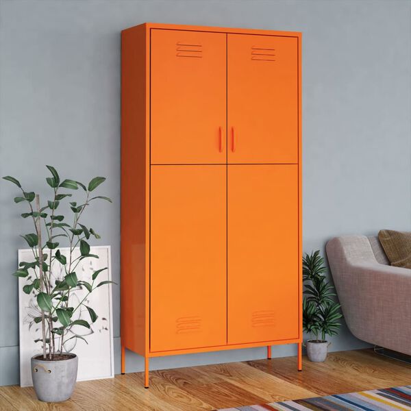 vidaXL Wardrobe Orange 90x50x180 cm Steel