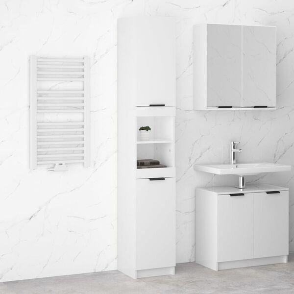 vidaXL Bathroom Cabinet High Gloss White 32x34x188.5cm Engineered Wood