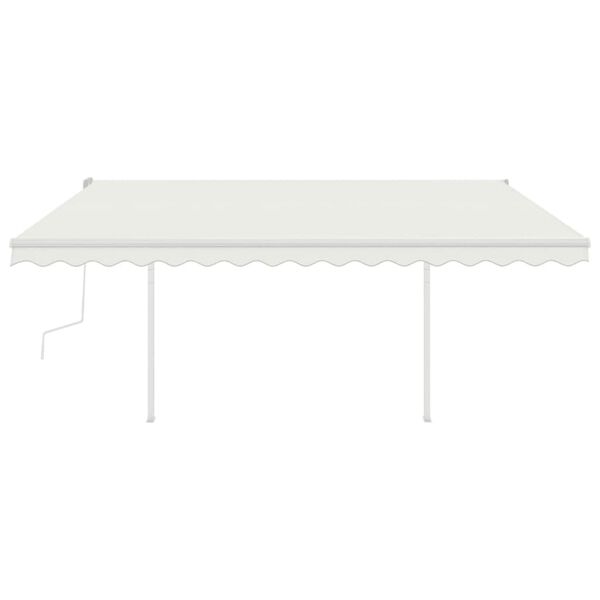 vidaXL Manual Retractable Awning with Posts 4x3.5 m Cream