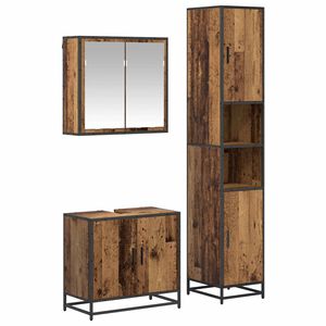 vidaXL Bathroom Furniture Set with Door 3 pcs Old Wood Engineered Wood