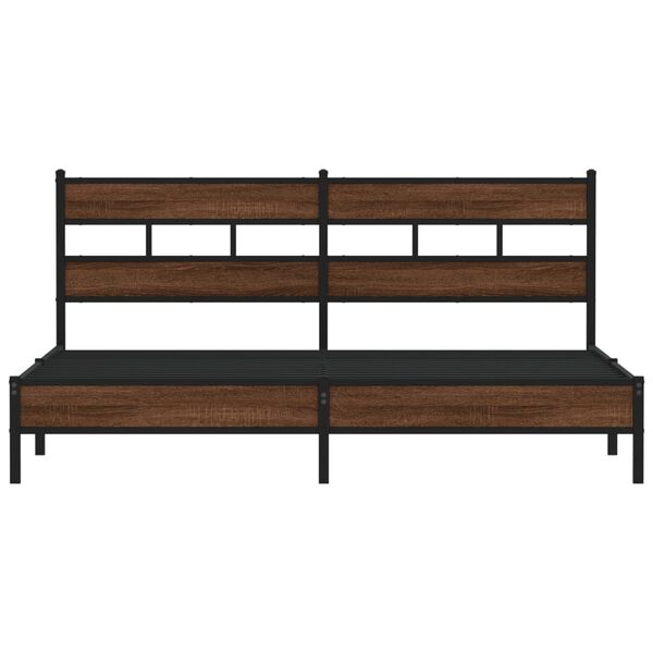 vidaXL Metal Bed Frame without Mattress Brown Oak 200x200 cm