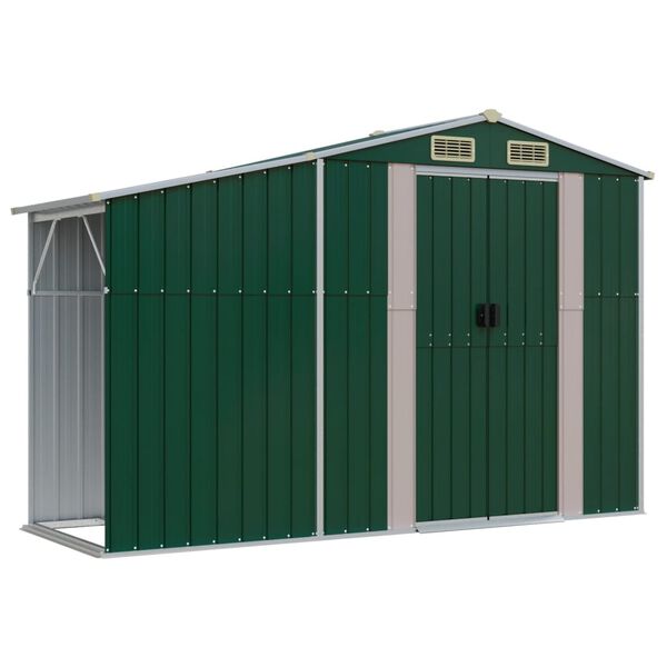 vidaXL Garden Shed Green 277x93x179 cm Galvanised Steel