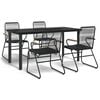 vidaXL 5 Piece Garden Dining Set Black PVC Rattan