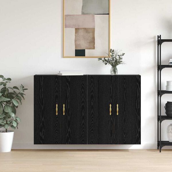 vidaXL Wall-Mounted Cabinet 2 pcs Black Oak 69.5 x 34 x 90 cm
