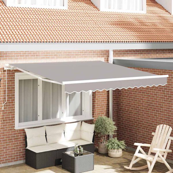 vidaXL Retractable Awning Manual Light grey 350 x 250 cm Fabric