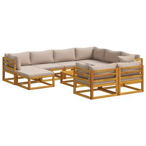 vidaXL Sofa Set 10 pcs Natural Solid Acacia Wood