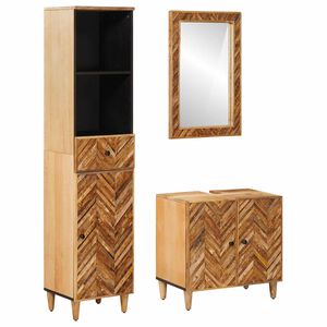 vidaXL Bathroom Cabinet Set 3 pcs Solid Mango Wood