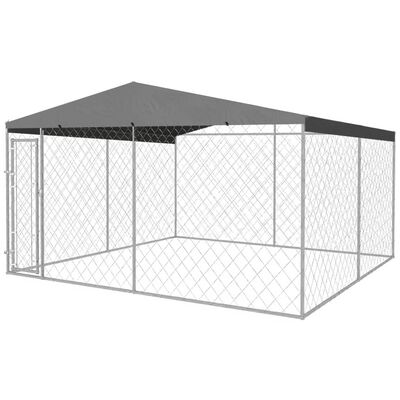 vidaXL Outdoor Dog Kennel with Roof 4x4x2.4 m